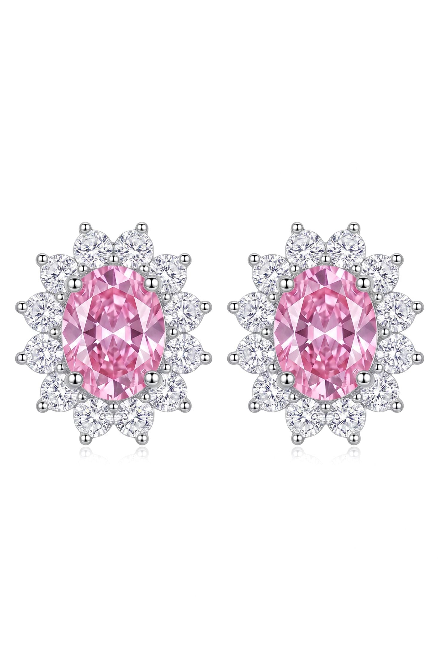 Catherine Gemstone Stud Earrings Morganite Silver