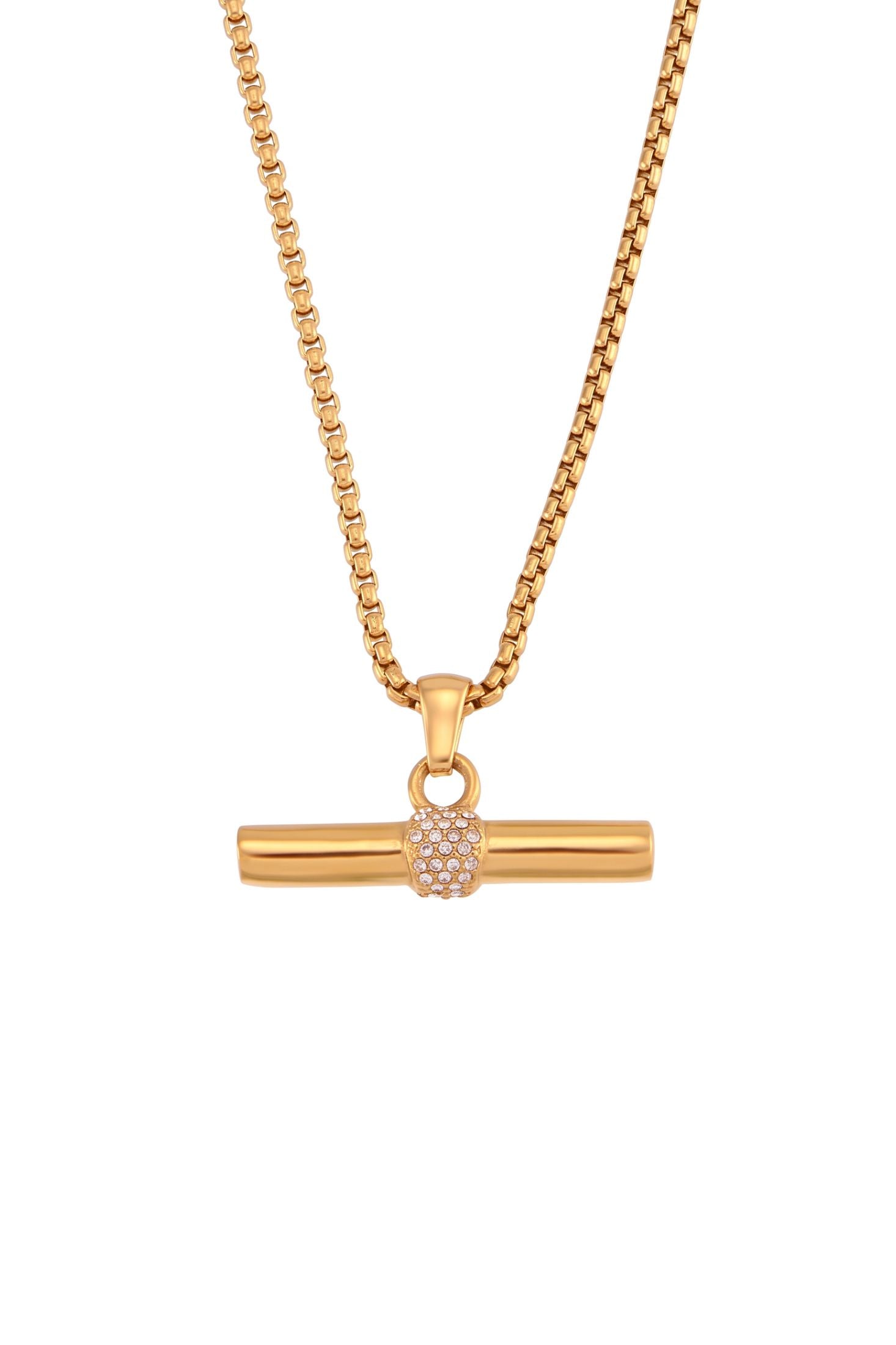 T-Bar Pendant Necklace Gold
