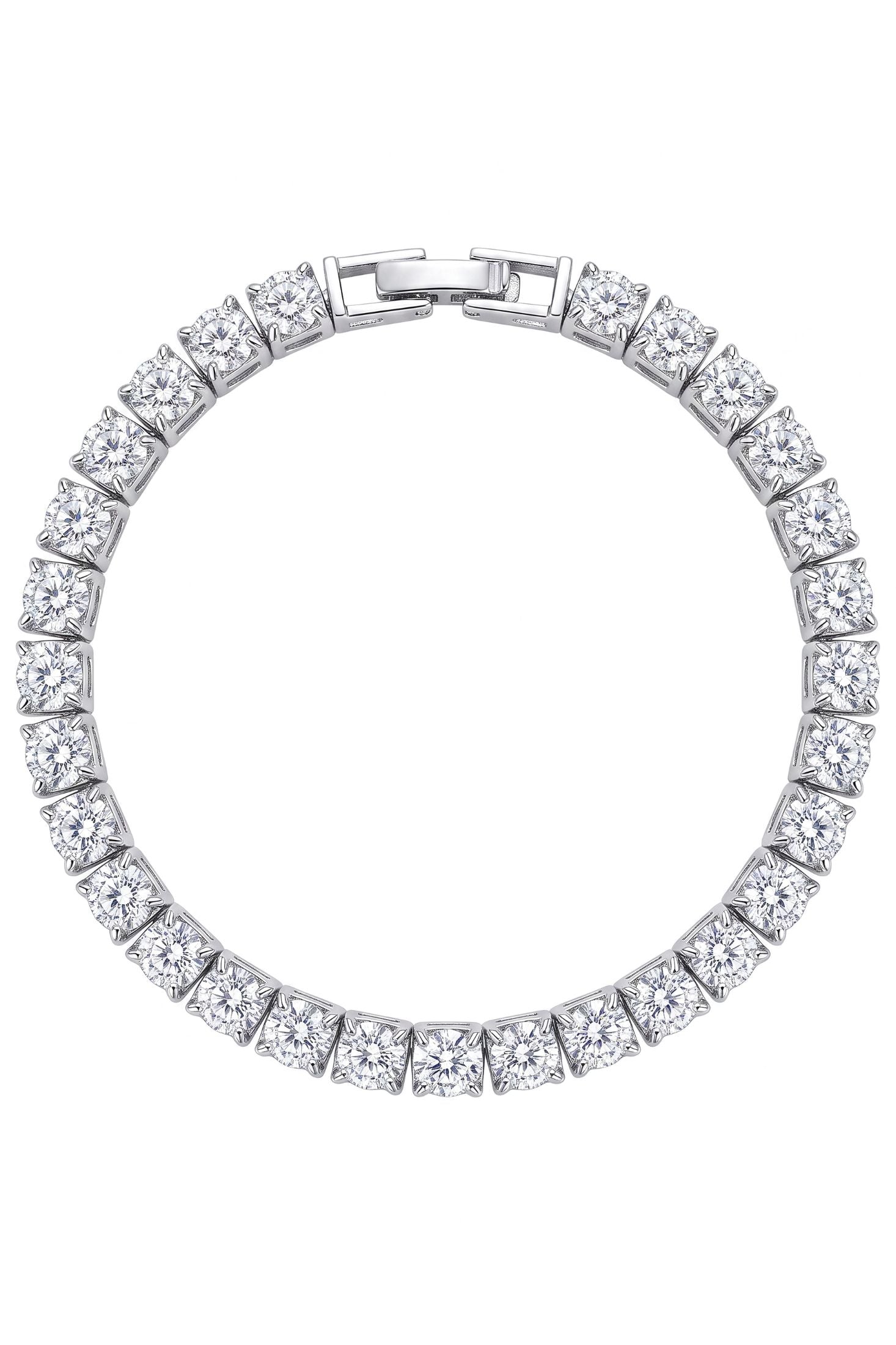 Classic Tennis Bracelet White Cz Silver