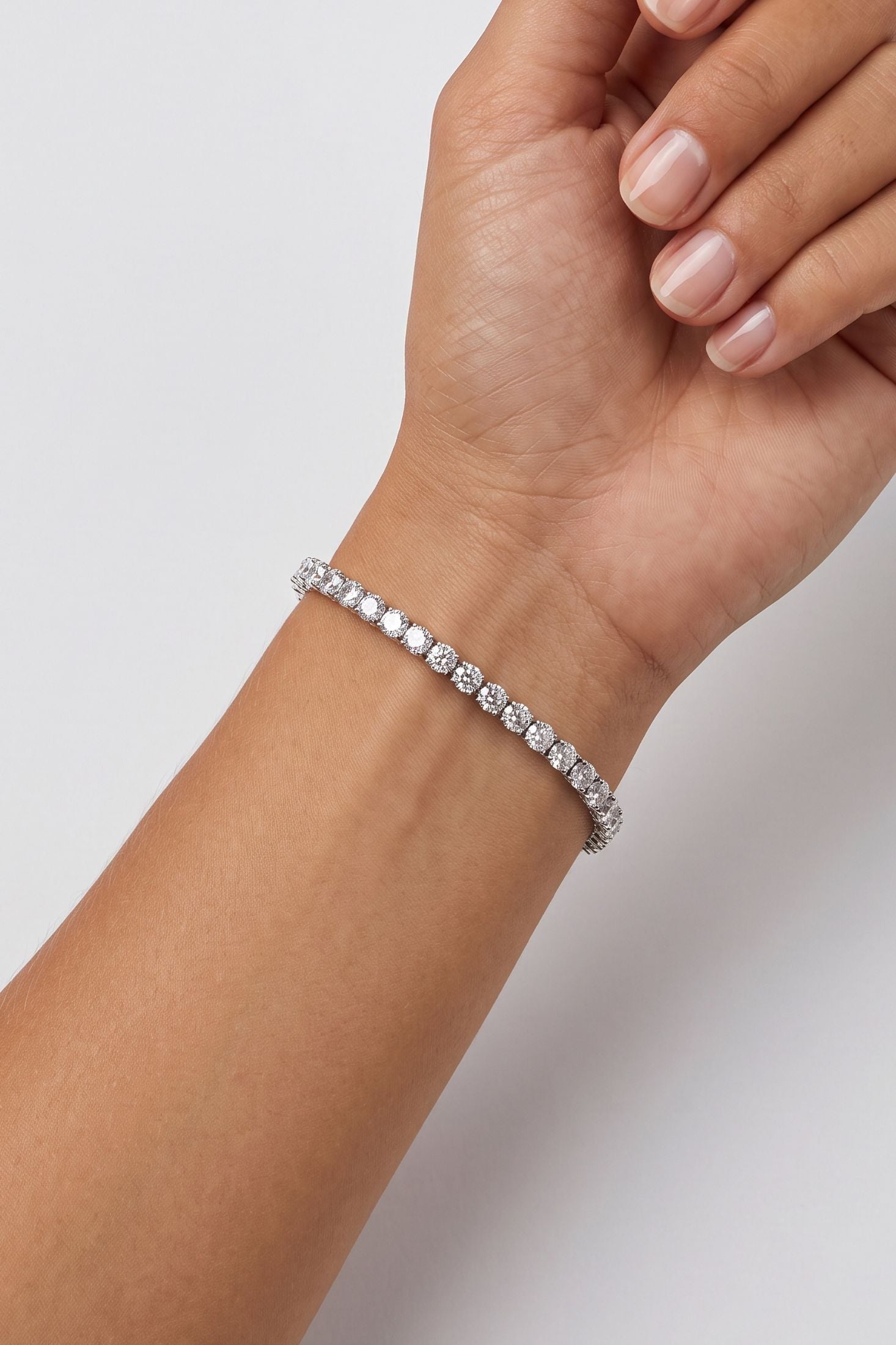 Classic Tennis Bracelet White Cz Silver
