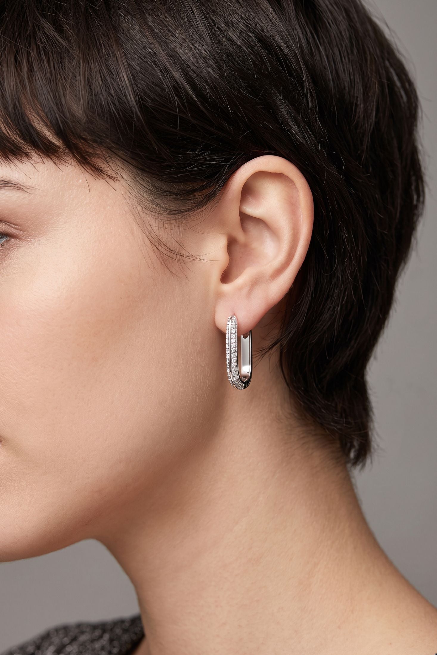 Dalston Chunky Link Hoop Earrings Silver