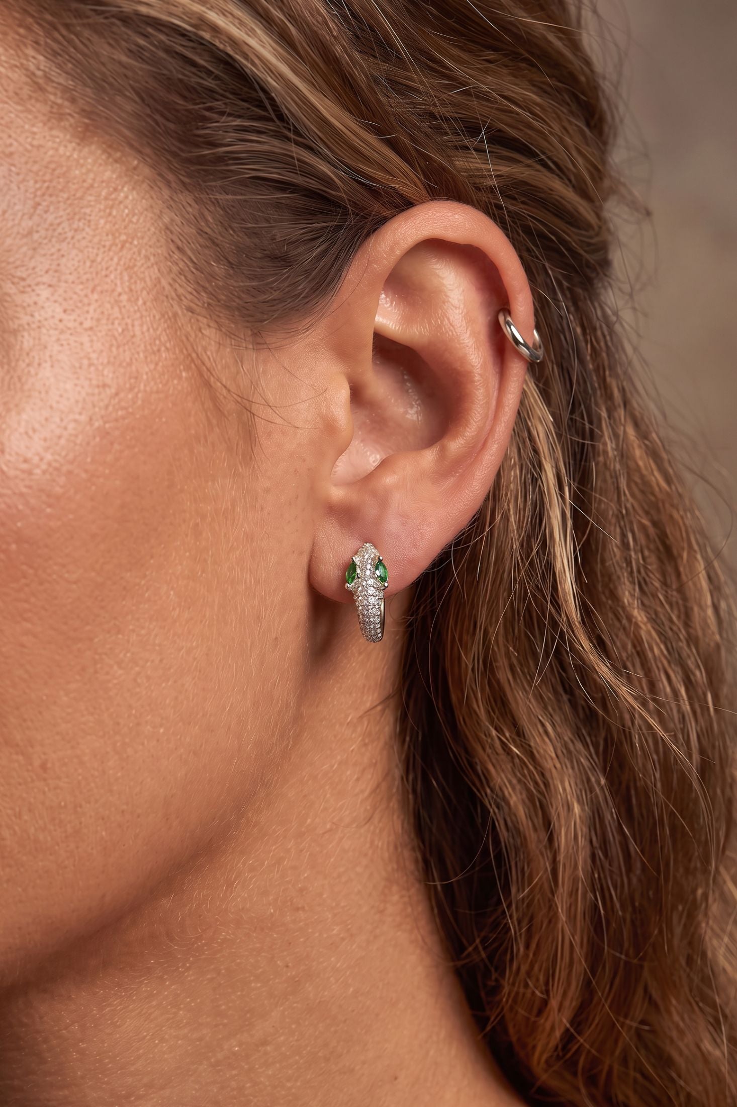 Serpentina Snake Hoop Earrings Silver