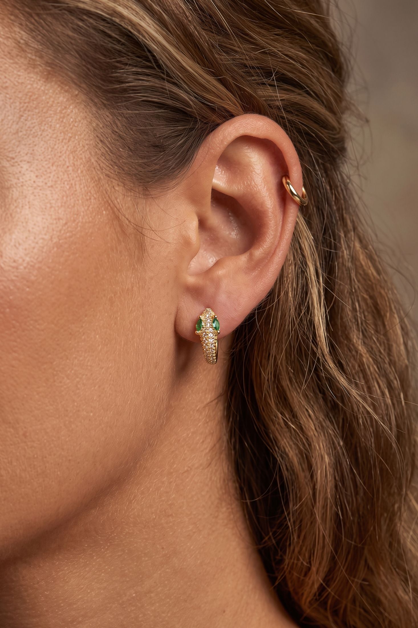 Serpentina Snake Hoop Earrings Gold