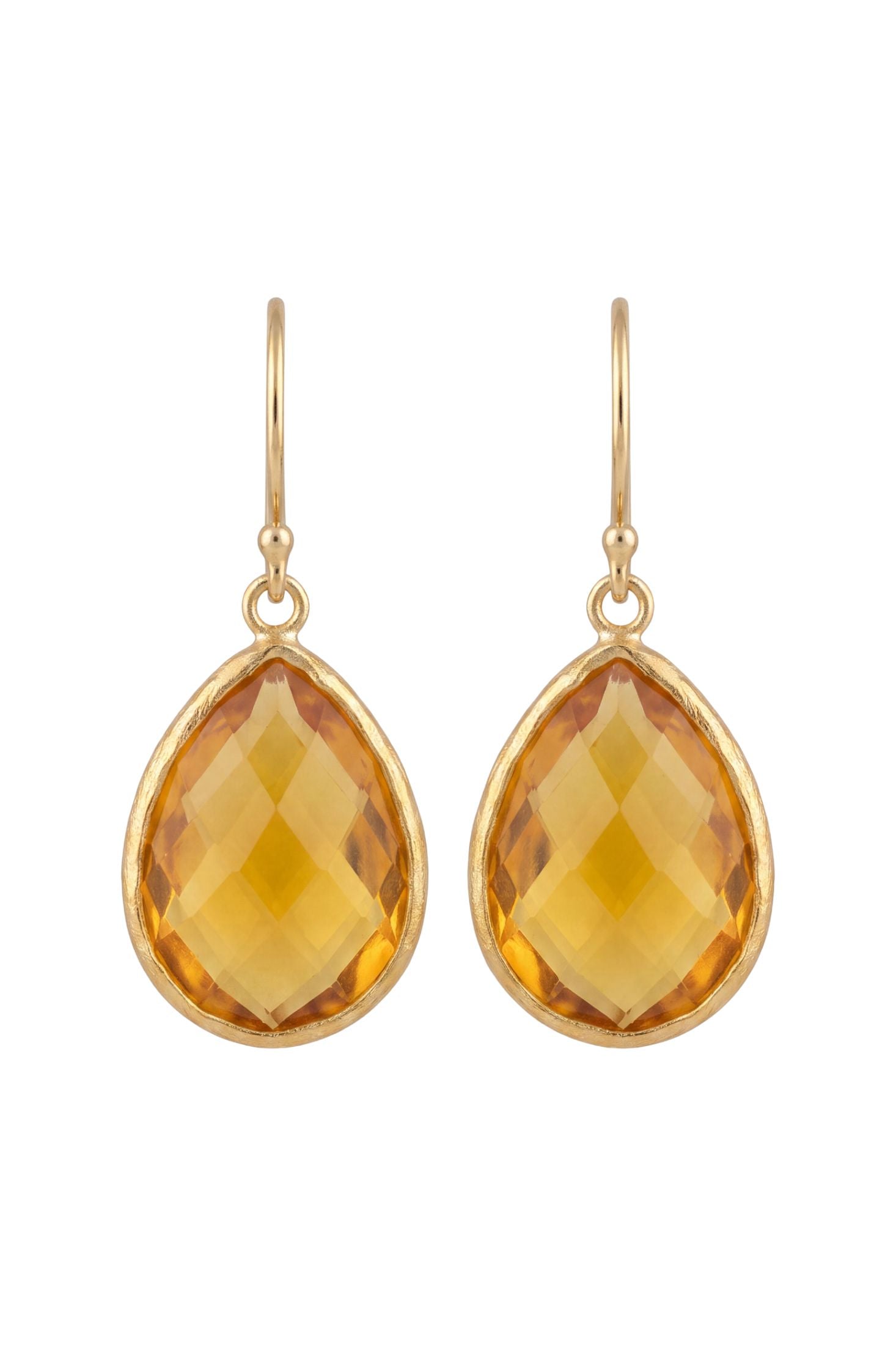 Petite Drop Earrings Citrine Hydro Gold