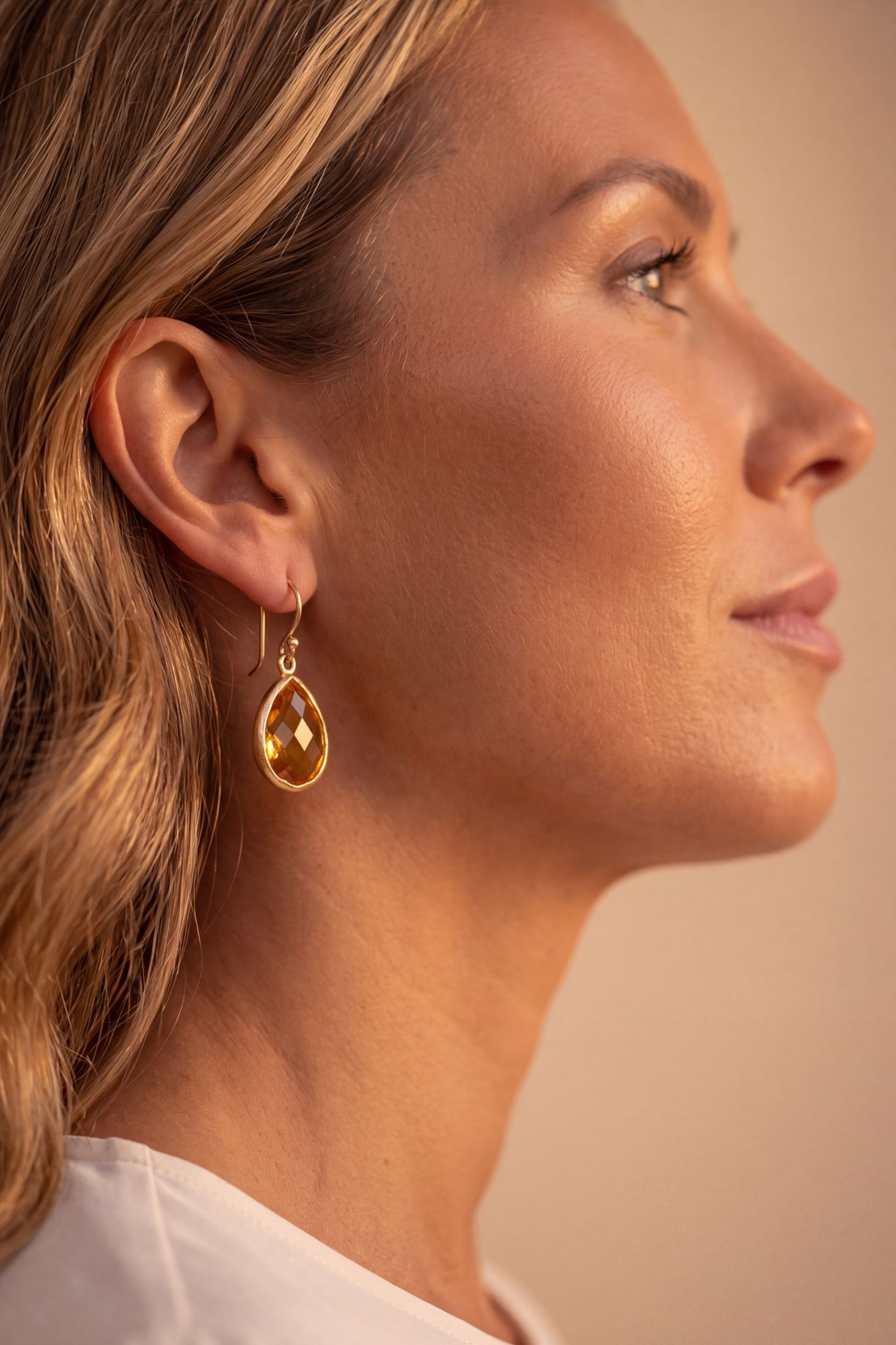 Petite Drop Earrings Citrine Hydro Gold