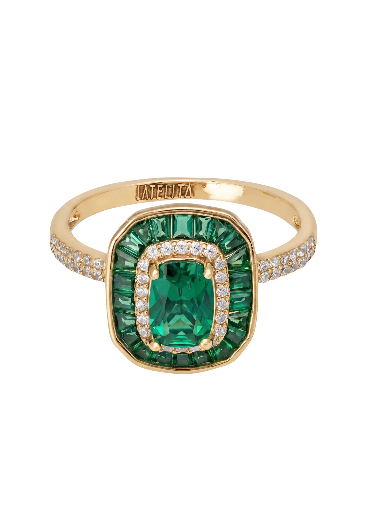 Great Gatsby Cocktailring Smaragd Gold