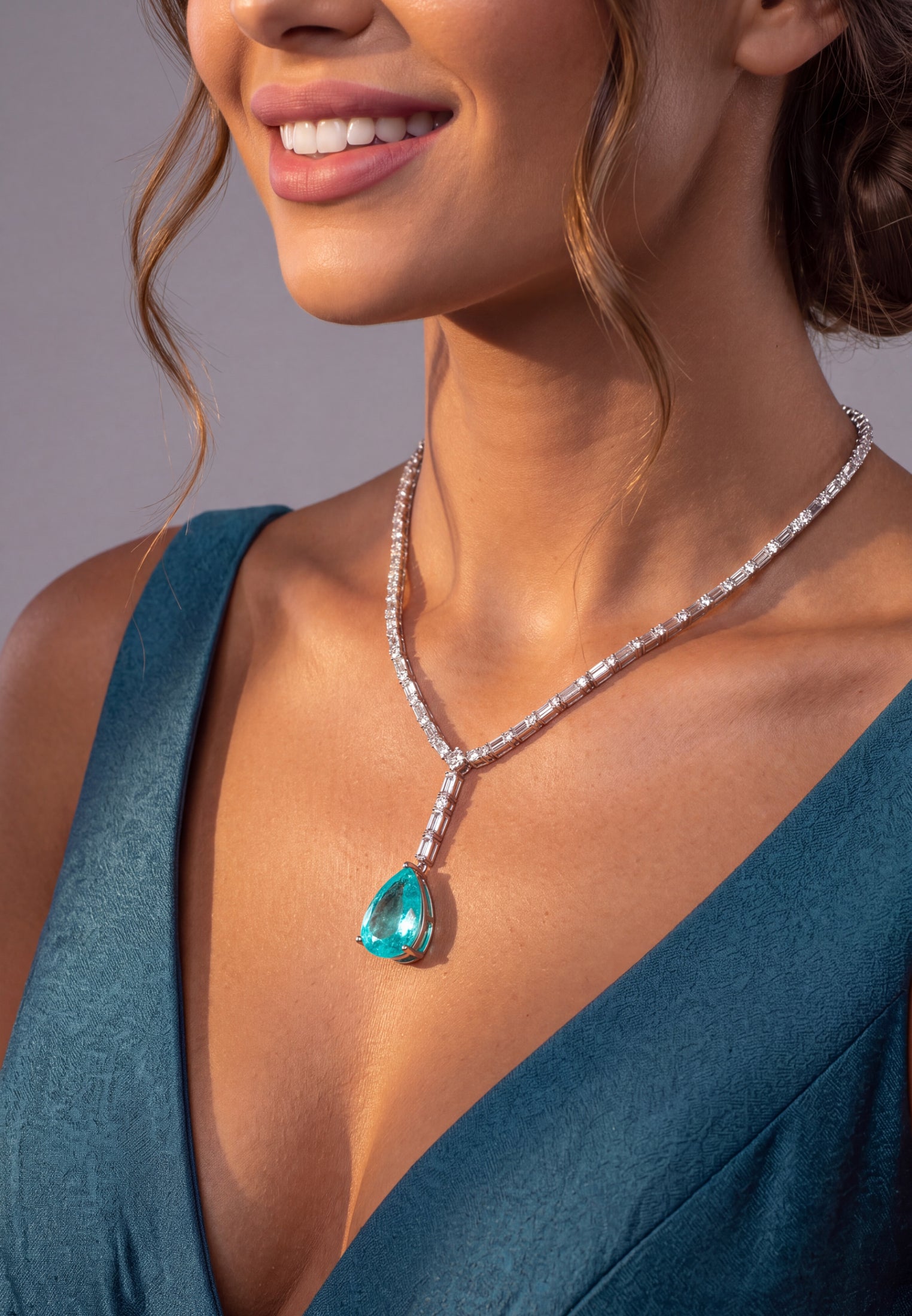 Claudette Collier imposant Argenté Tourmaline Paraiba