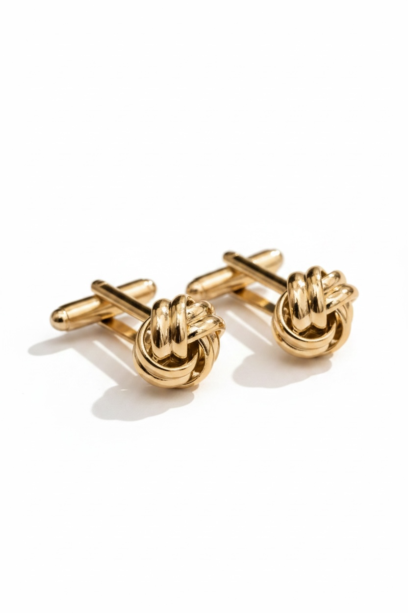 Mens Knot Cufflinks Gold