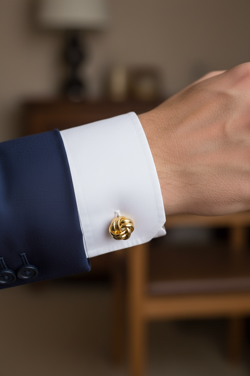 Mens Knot Cufflinks Gold