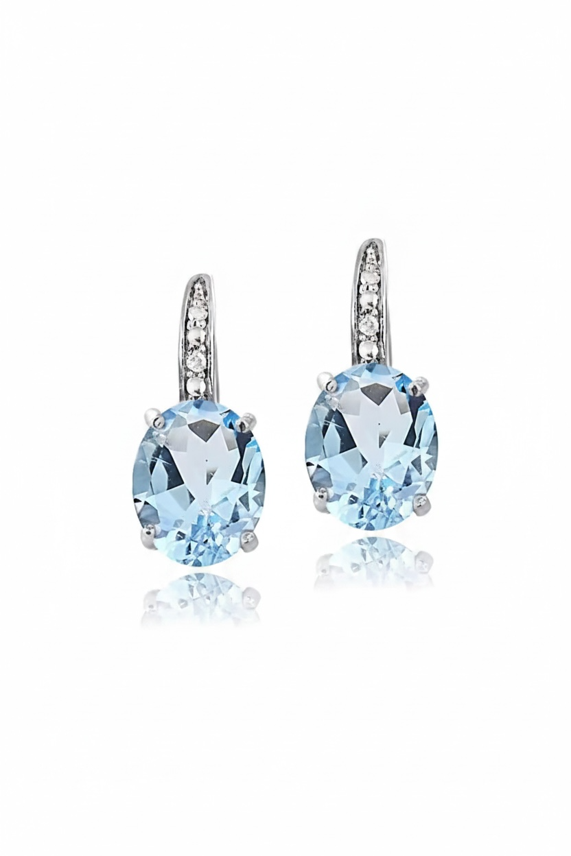 Miranda Oval Gemstone Earring Blue Topaz