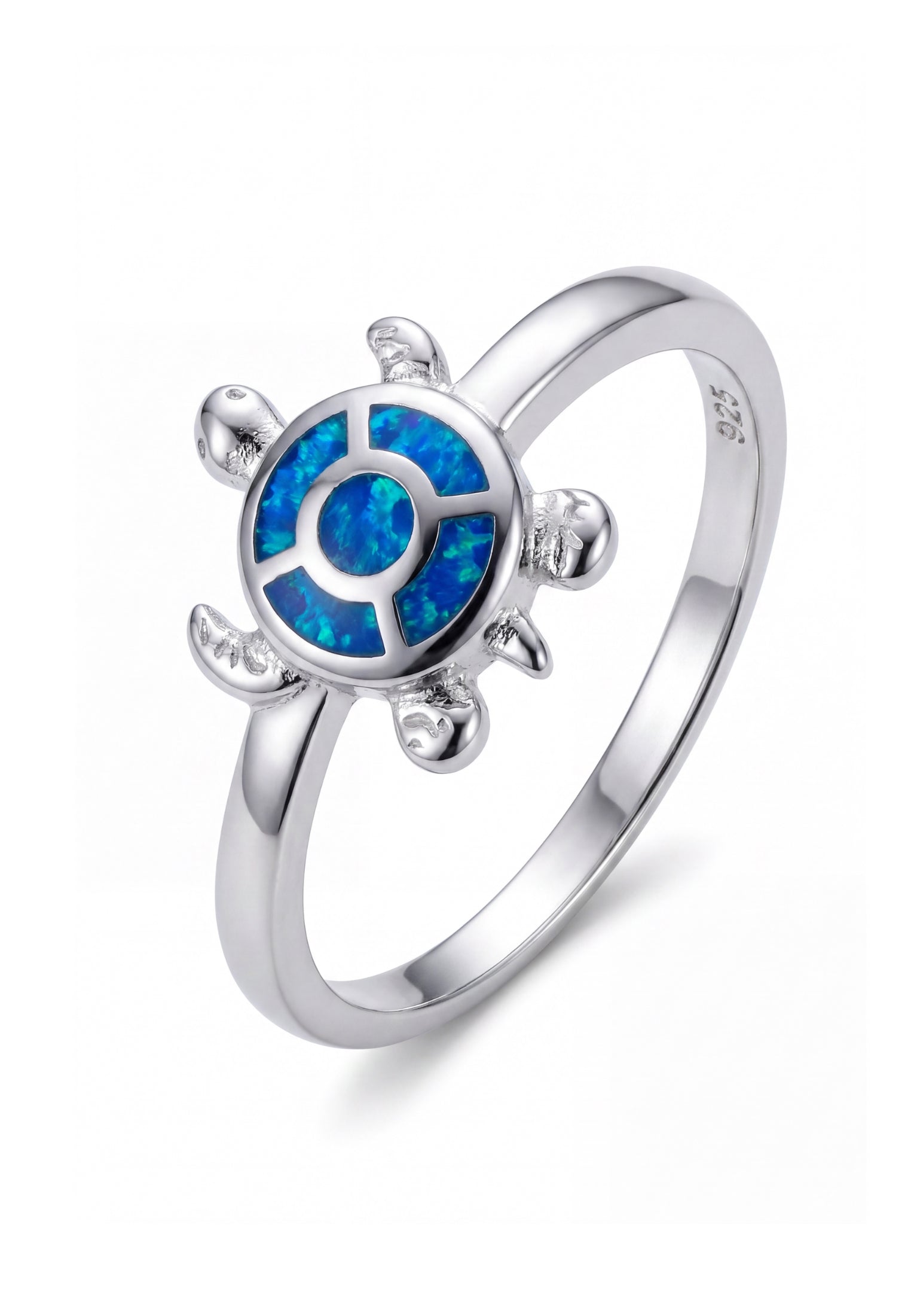 Turtle Blue Opalite Ring Silver