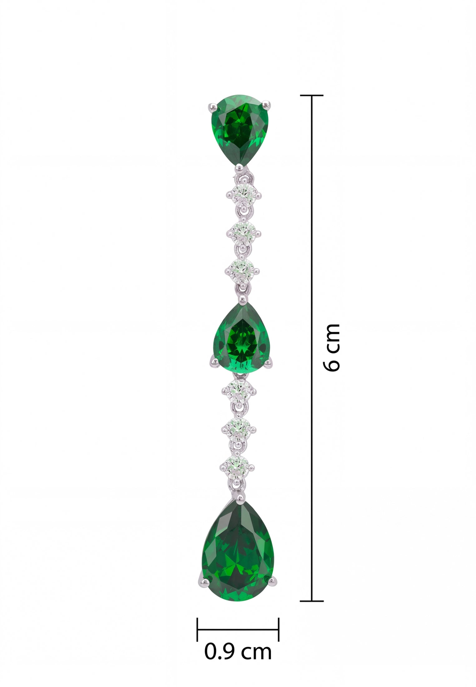 Elizabeth Drop Earrings Emerald Silver