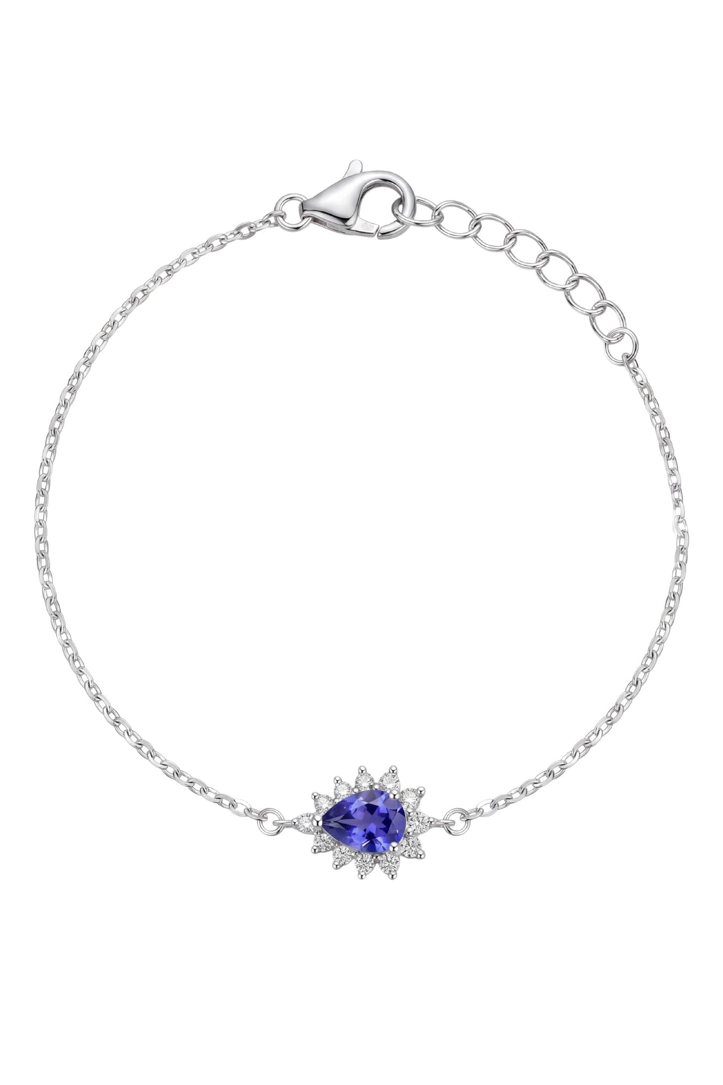 Phillippa Bracelet Tanzanite Silver worn by a model, showing how it fits on the wrist and its scale.