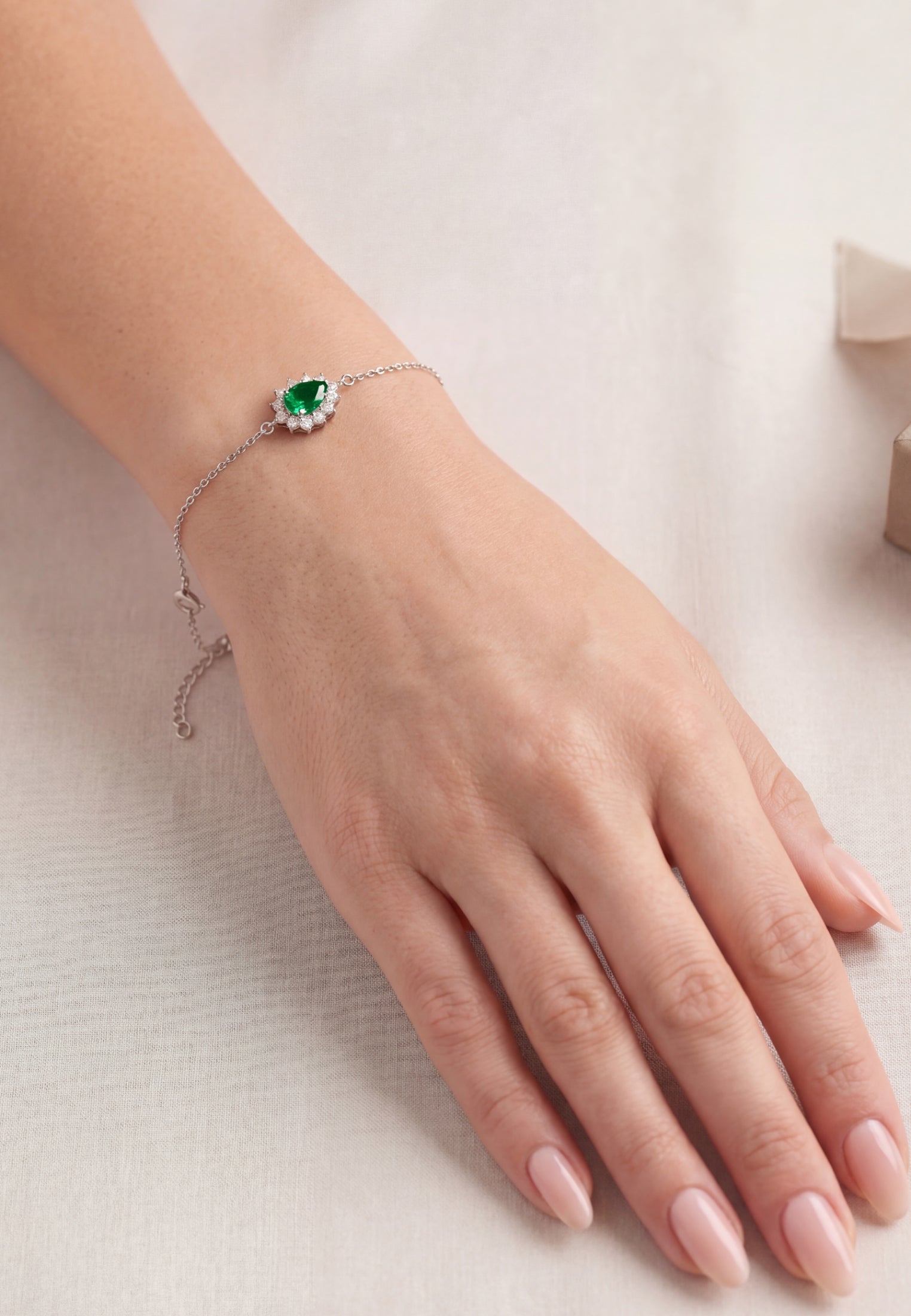 Phillippa Bracelet Emerald Silver