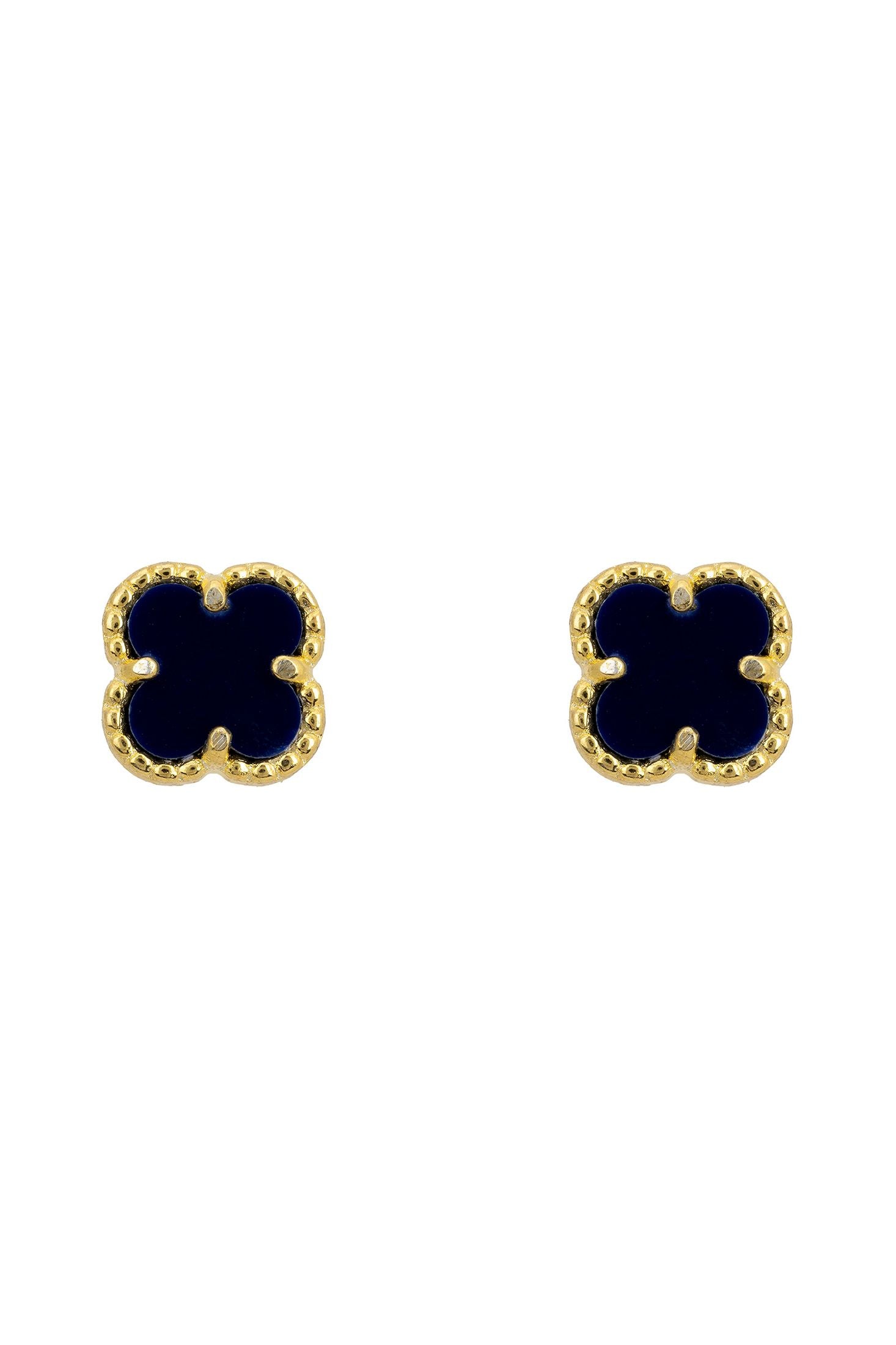 Sapphire clover gold stud earrings.