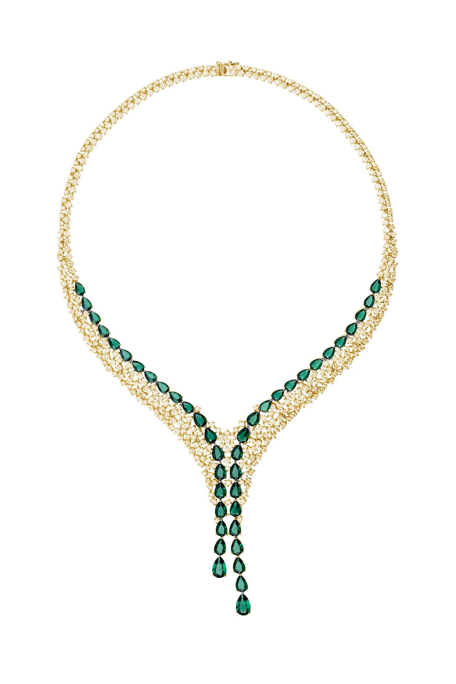 Full view showing the open box clasp and the double row of simulated diamonds leading up to it.