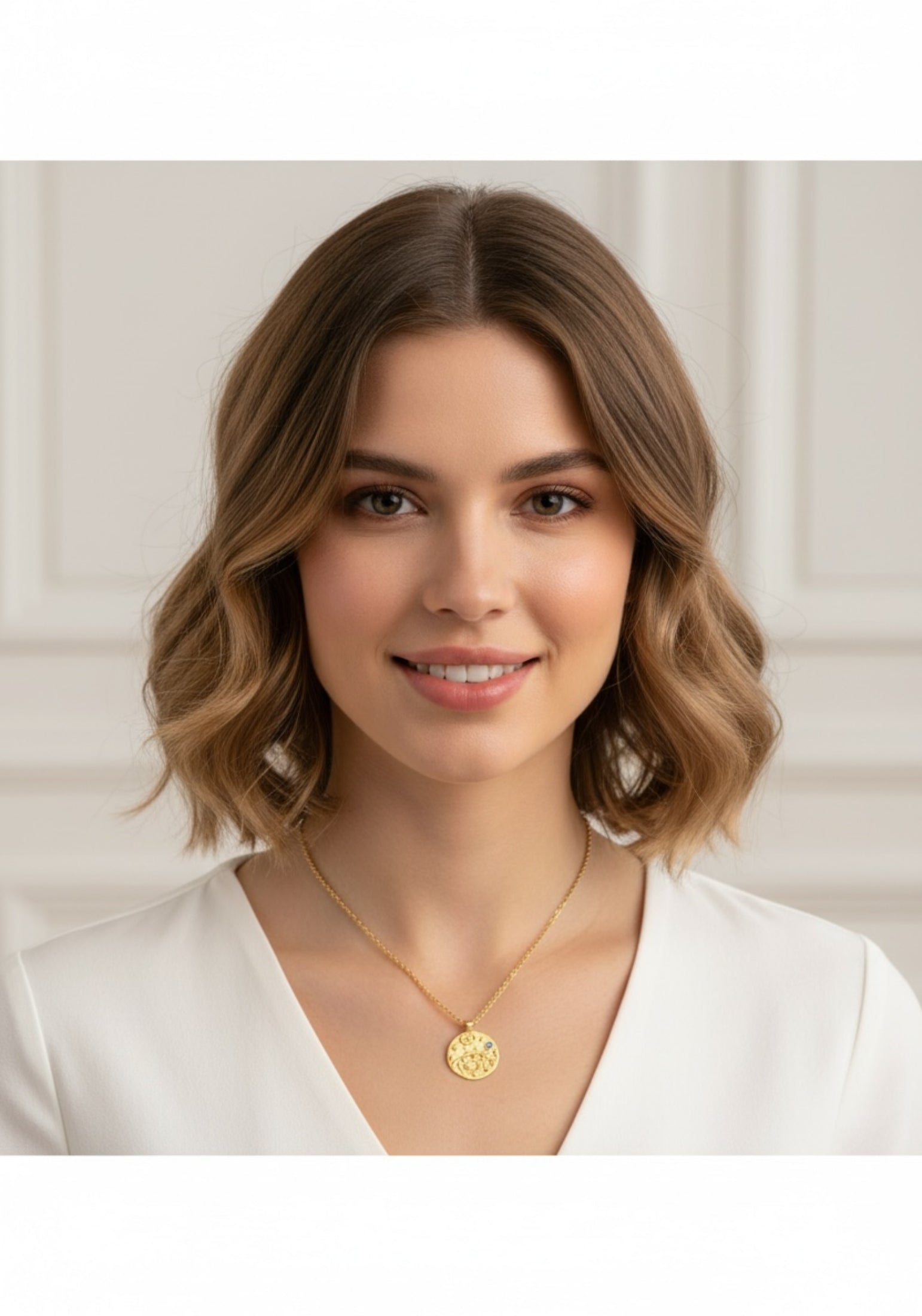 Zodiac Birthstone Talisman Necklace Cancer Gold