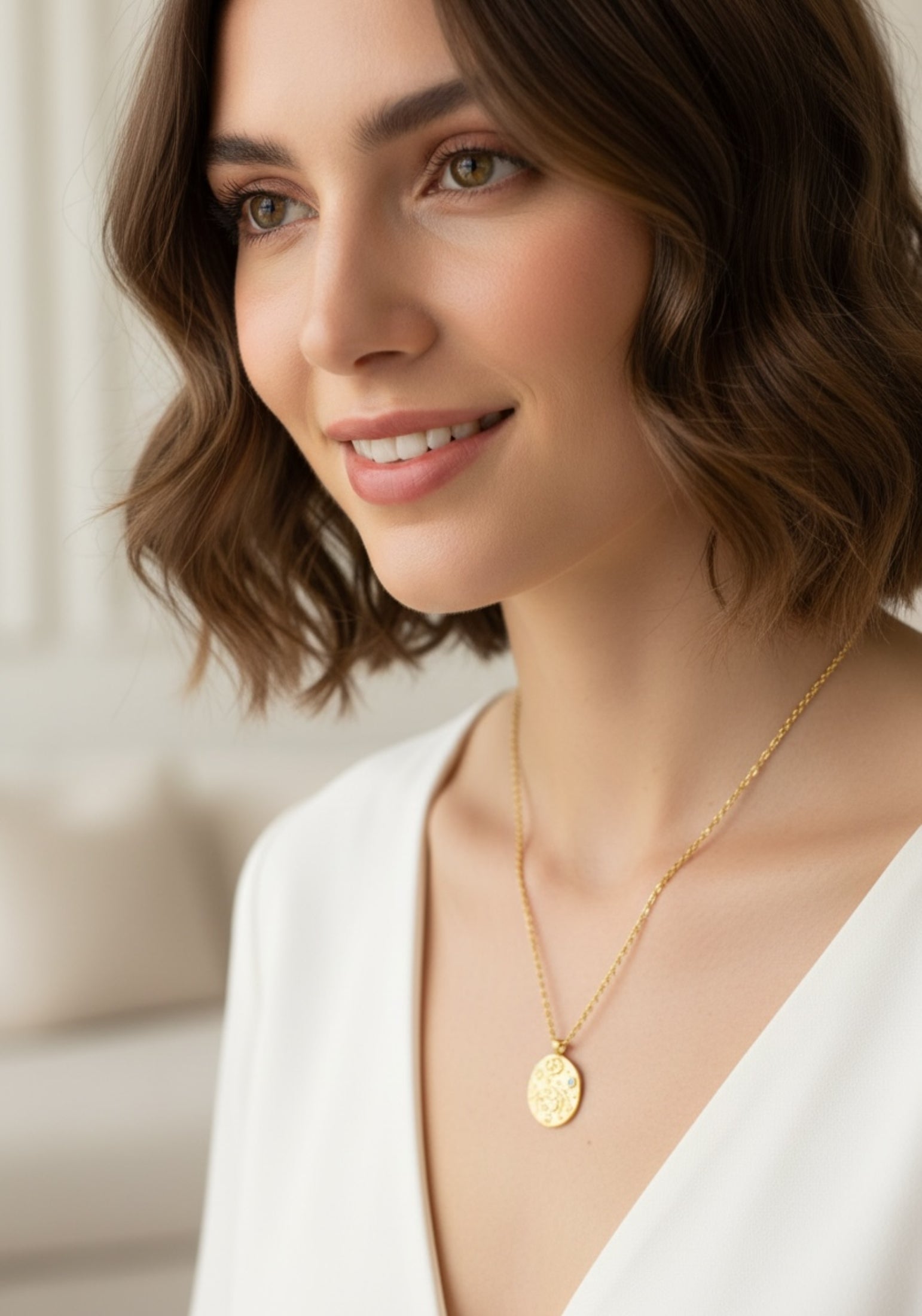 Zodiac Birthstone Talisman Necklace Cancer Gold