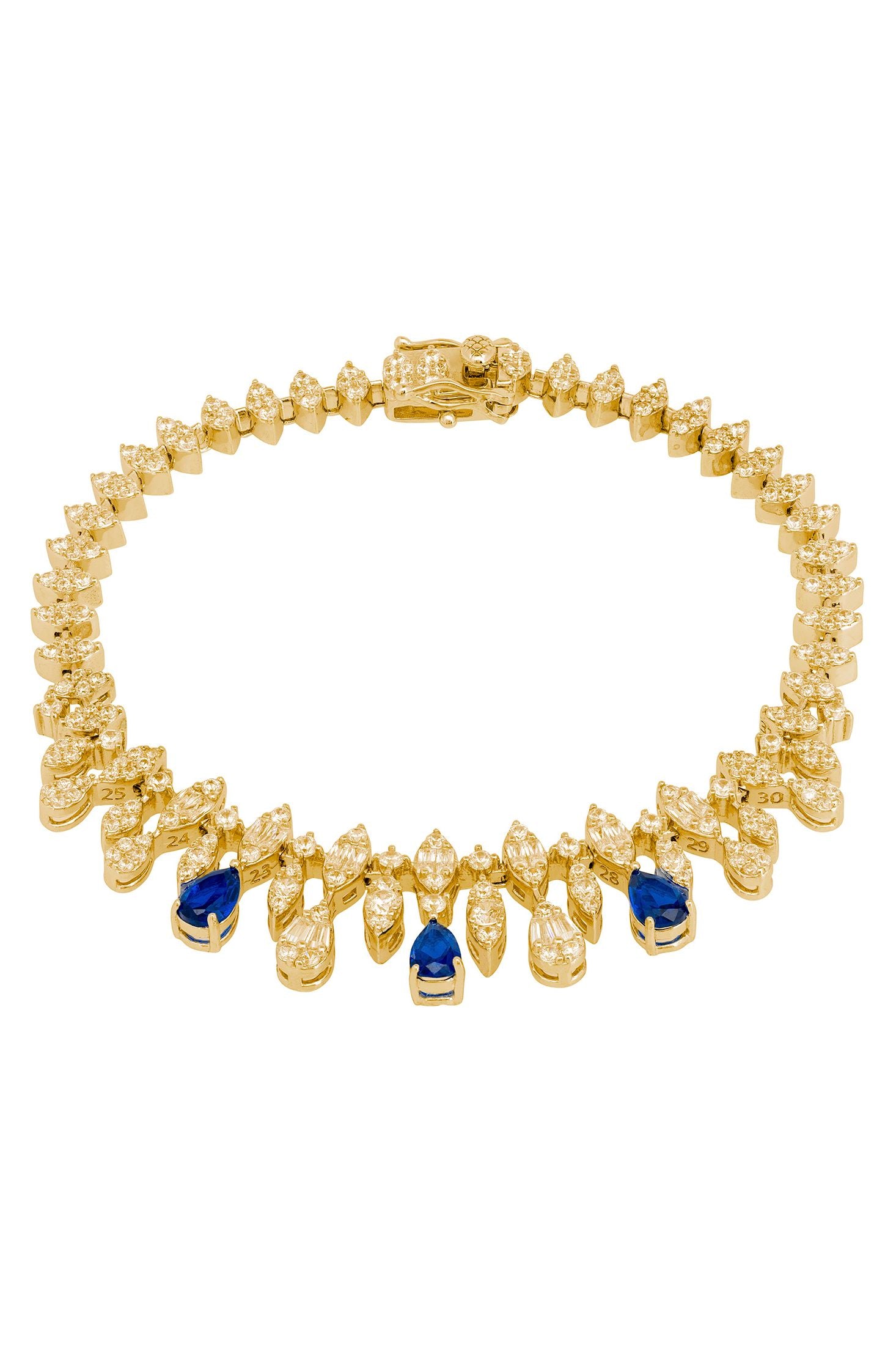 Sapphire teardrops, diamond and gold bracelet.