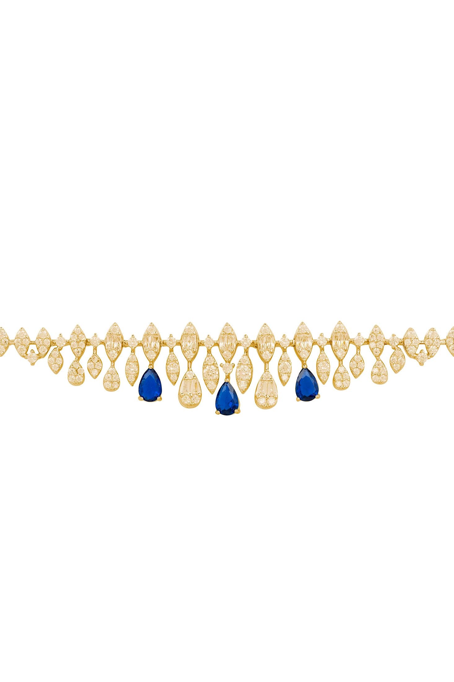 Sapphire teardrops, diamond and gold bracelet.