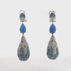 Video of Carmen Green Opal Drop Earrings Silver, showing the drop, movement and scale from multiple angles.