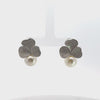 Video of Shamrock Majorica Pearl Drop Earrings Silver, showing the drop, movement and scale from multiple angles.