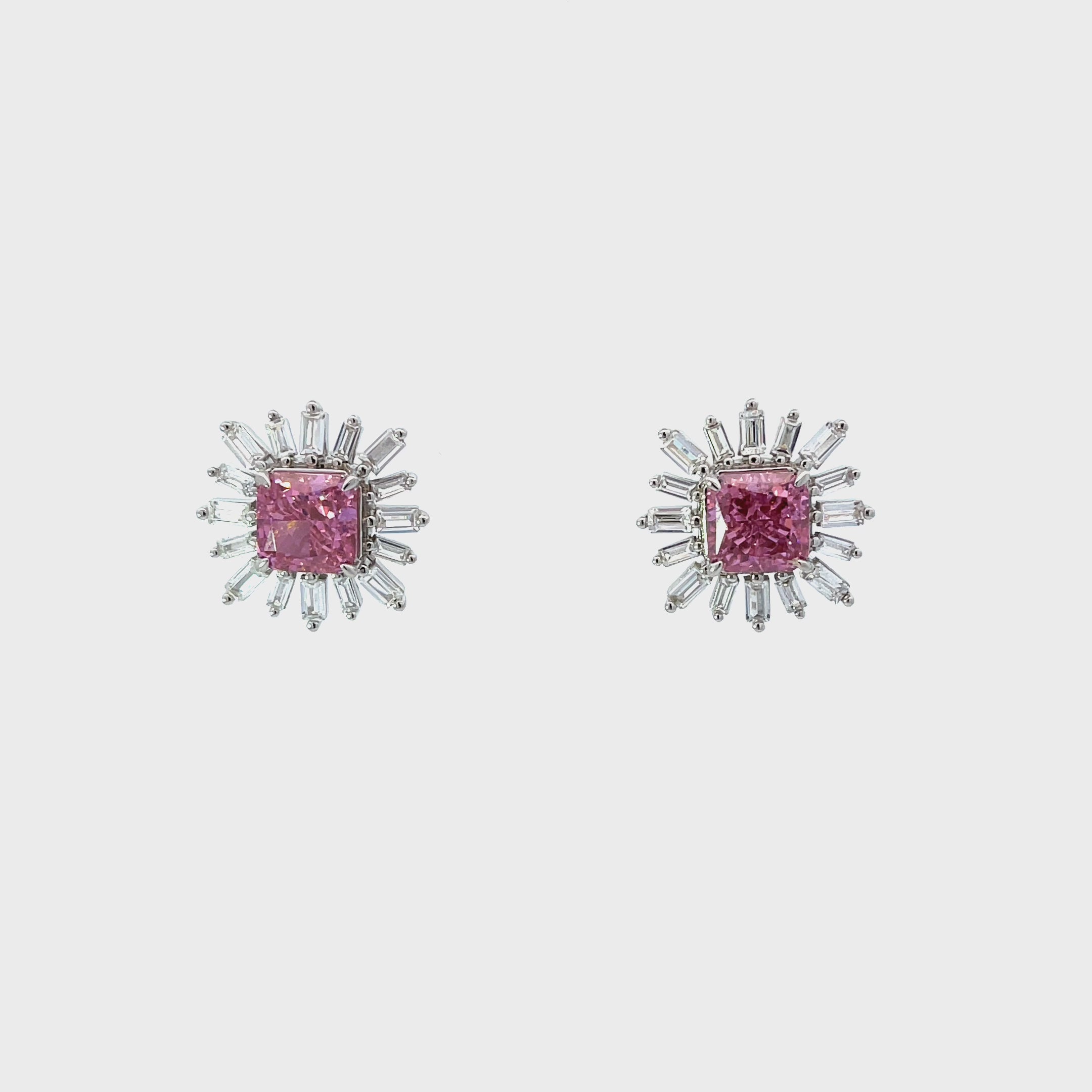 Video of Daisy Flower Earrings Silver Pink Morganite, showing the drop, movement and scale from multiple angles.