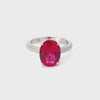 Video of Alexandra Oval Cocktail Ring Ruby Silver, showing the setting, profile and finish from multiple angles.