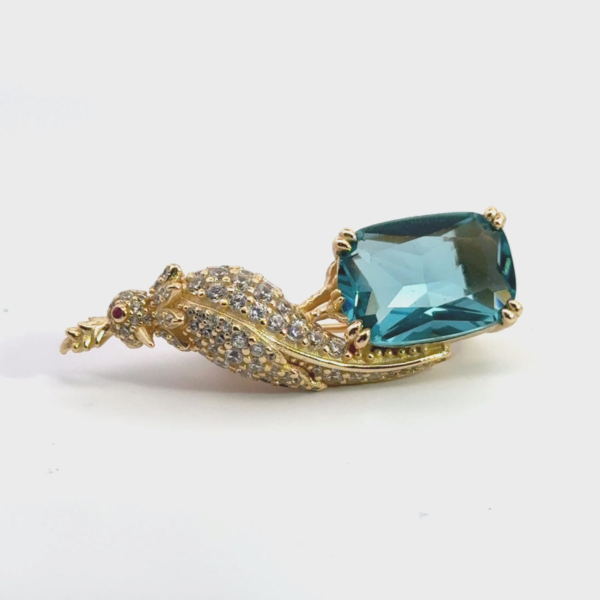 Rotating display the brooch.