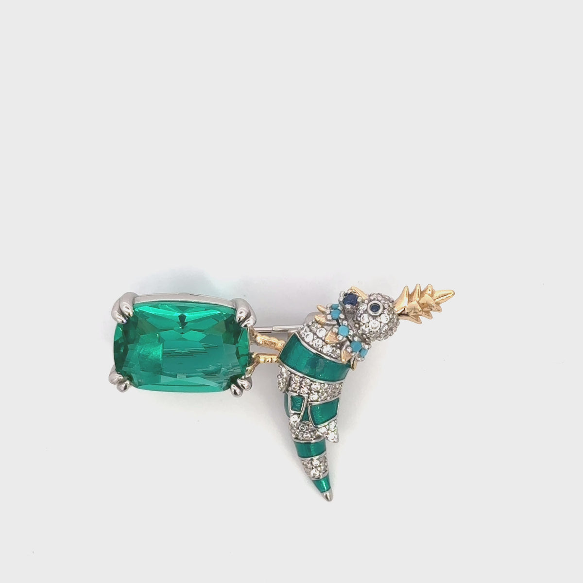 Rotating display the brooch.