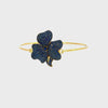 Video of Flower Large Statement Cuff Bracelet Gold Sapphire Blue, showing the fit, detailing and movement from multiple angles.