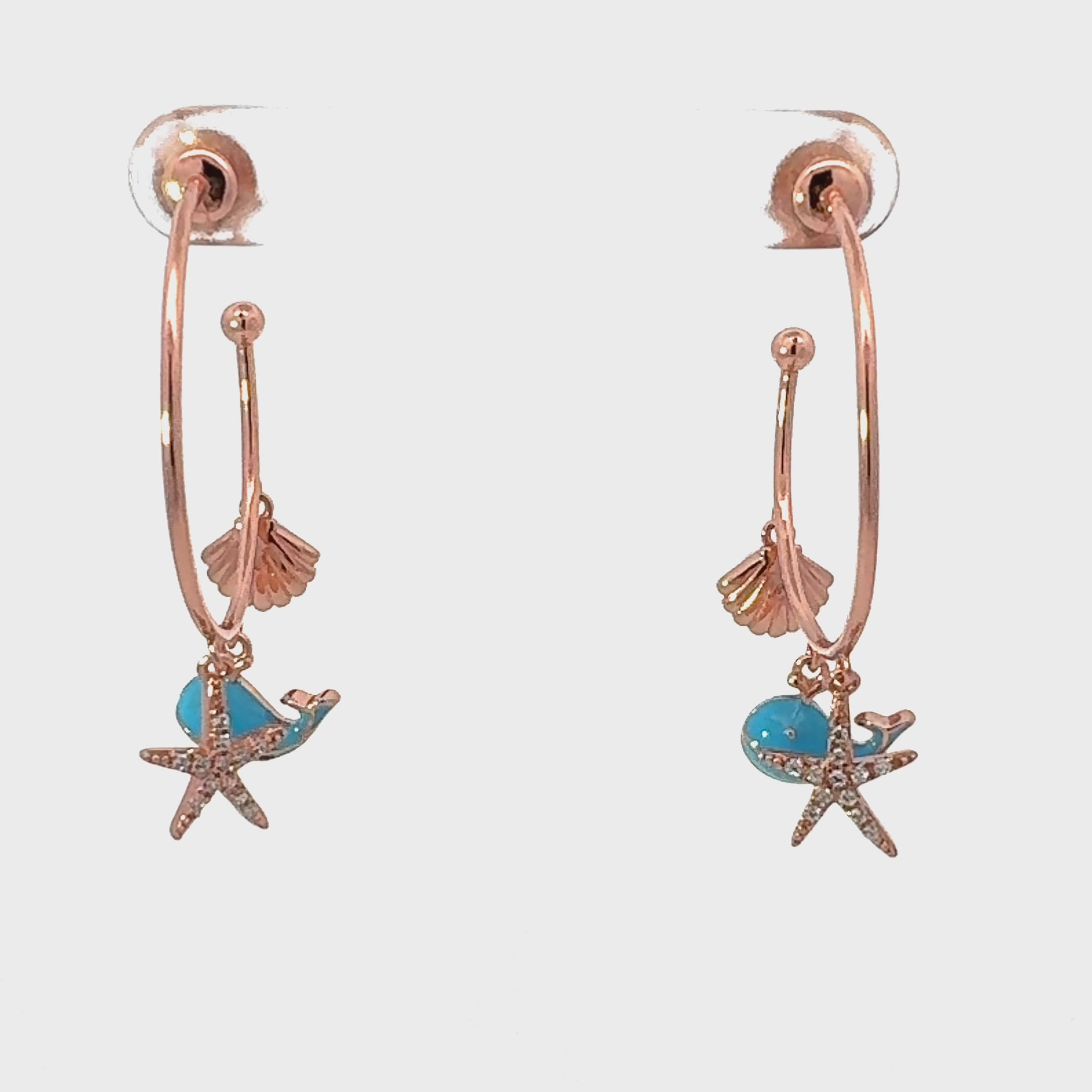Video of Under The Sea Hoop Earrings Rose Gold, showing the drop, movement and scale from multiple angles.