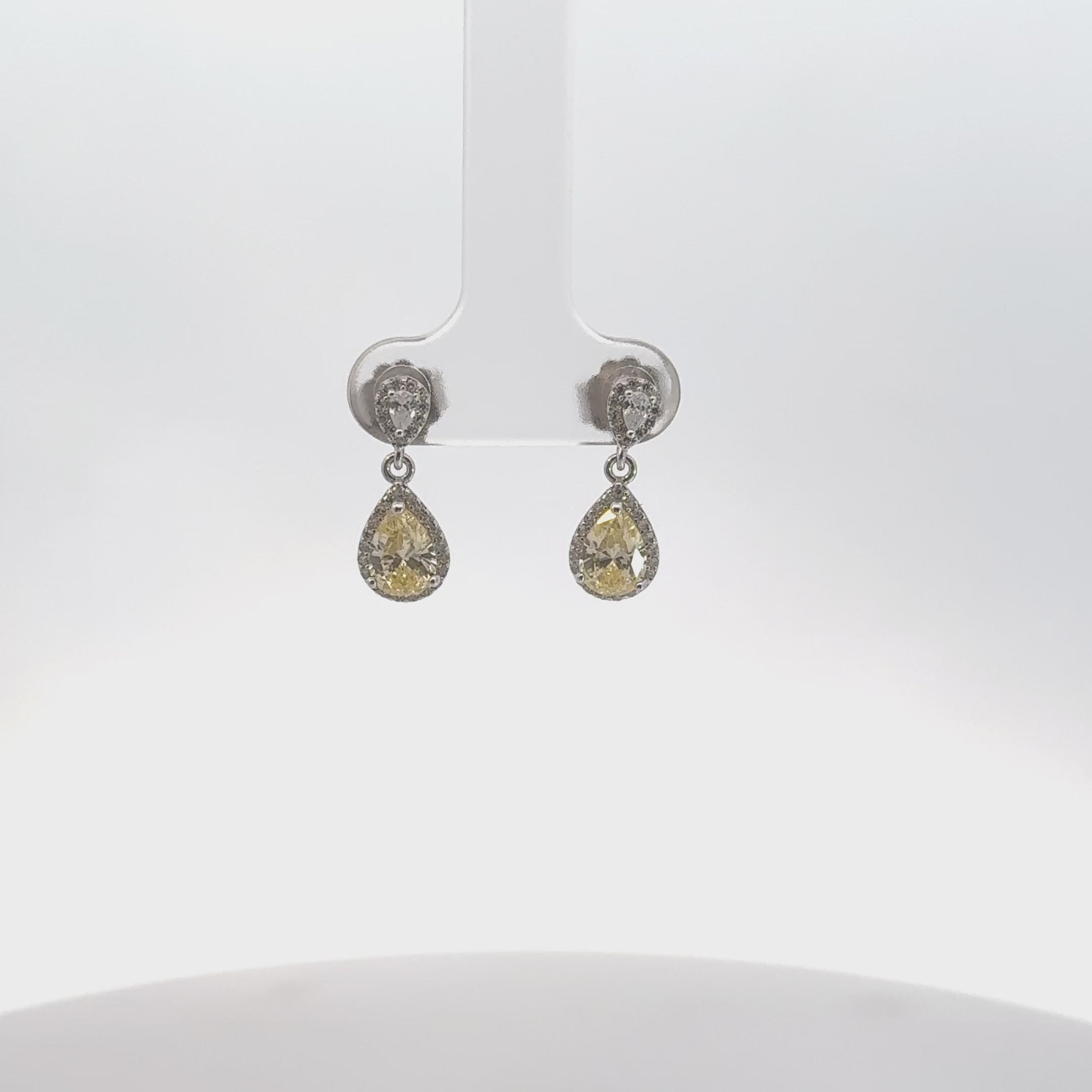 Video of Phillippa Drop Earrings Yellow Topaz Silver, showing the drop, movement and scale from multiple angles.