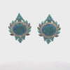 Video of Francesca Blue Opal Stud Earrings Gold, showing the drop, movement and scale from multiple angles.