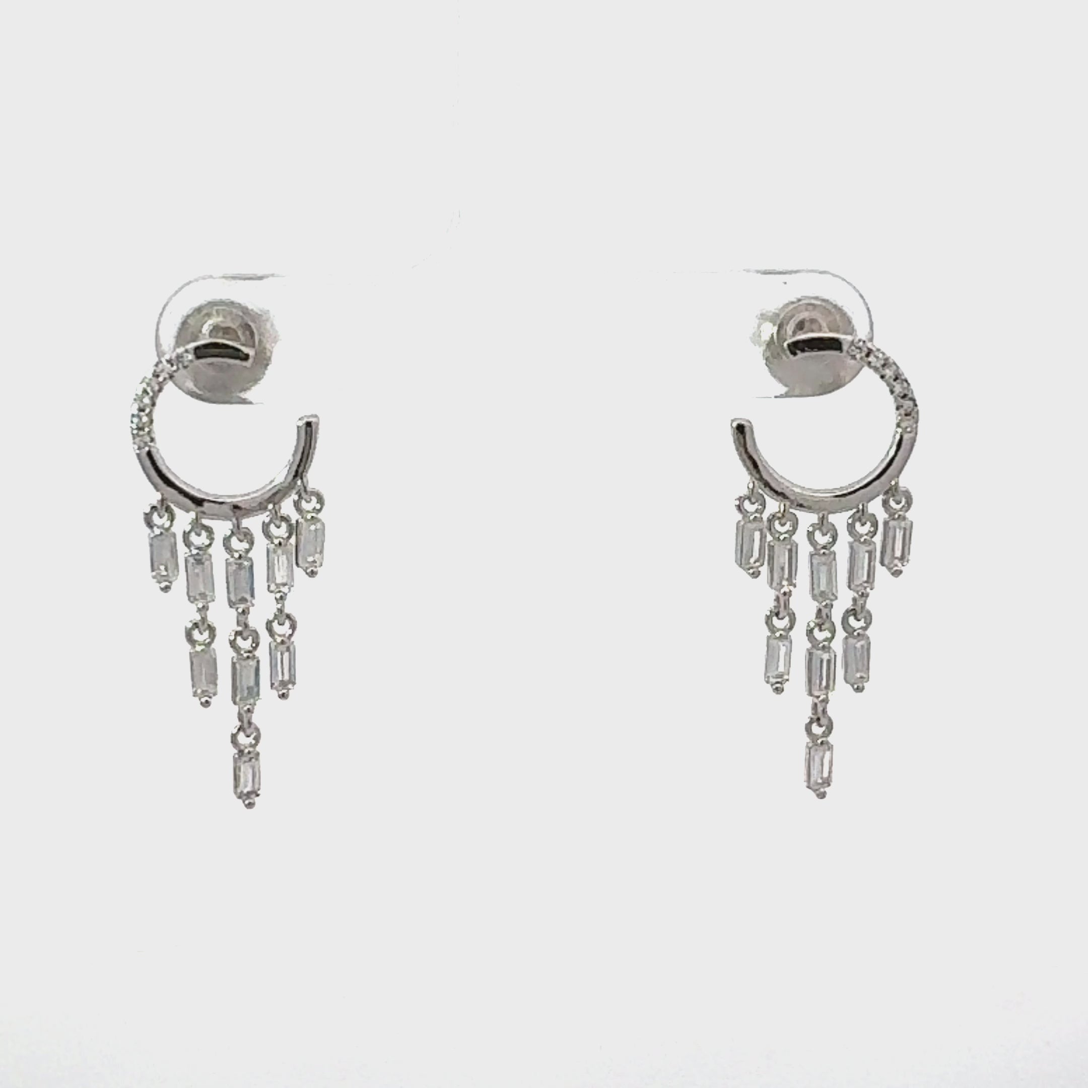 Video of Waterfall Cascade Drop Earrings Silver, showing the drop, movement and scale from multiple angles.