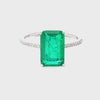Video of Alexandra Rectangle Cocktail Ring Colombian Emerald Silver, showing the setting, profile and finish from multiple angles.