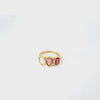 Video of Verona Triple Gemstone Ring Gold The Pinks, showing the setting, profile and finish from multiple angles.