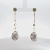 Video of Polka Dot Baroque Pearl Chain Drop Earrings Gold Cz, showing the drop, movement and scale from multiple angles.