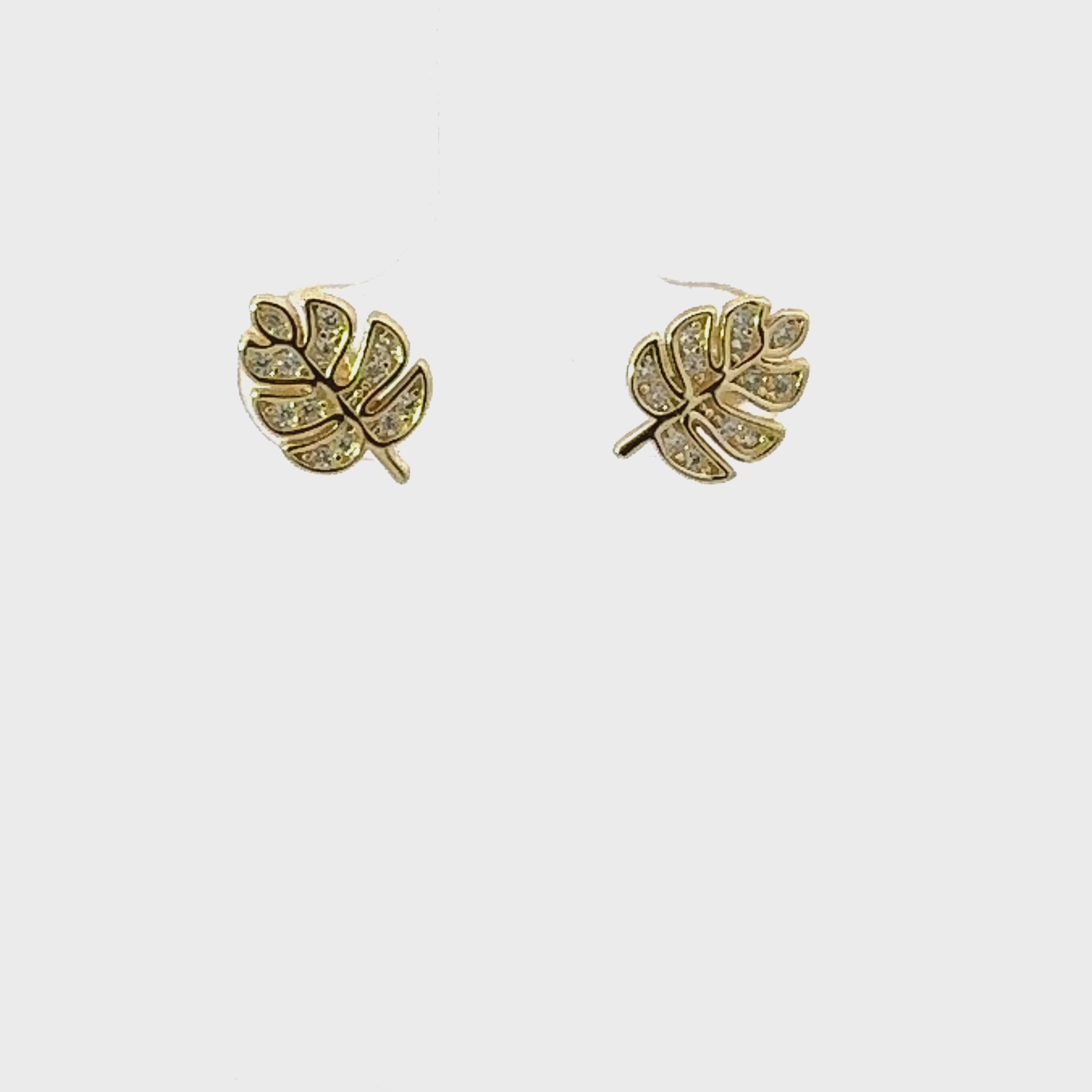 Video of Palm Leaf Stud Earrings, showing the drop, movement and scale from multiple angles.