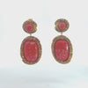 Video of Fiorella Pink Opal Drop Earrings Gold, showing the drop, movement and scale from multiple angles.