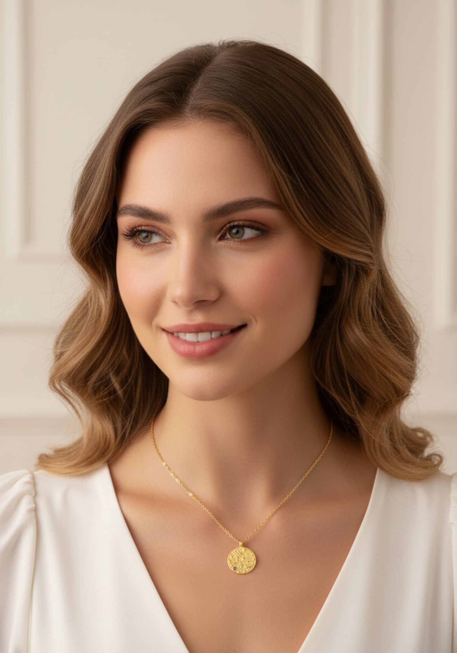 Zodiac Birthstone Talisman Necklace Scorpio Gold