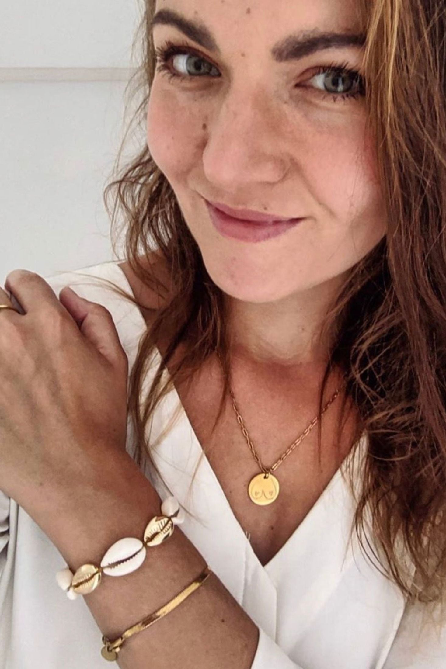 The bracelet worn by a model.