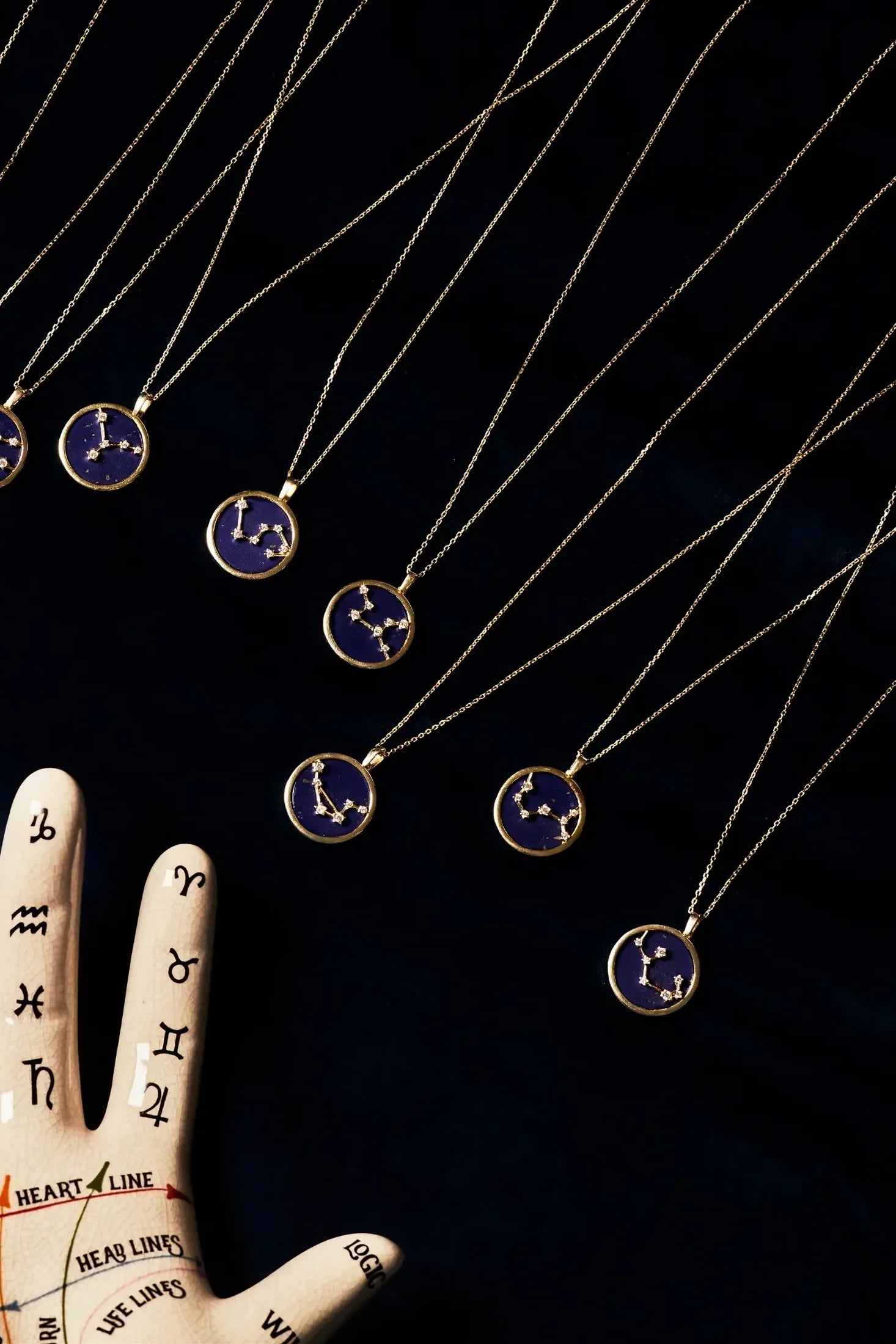 Zodiac Lapis Lazuli Gemstone Star Constellation Pendant Necklace Gold Capricorn