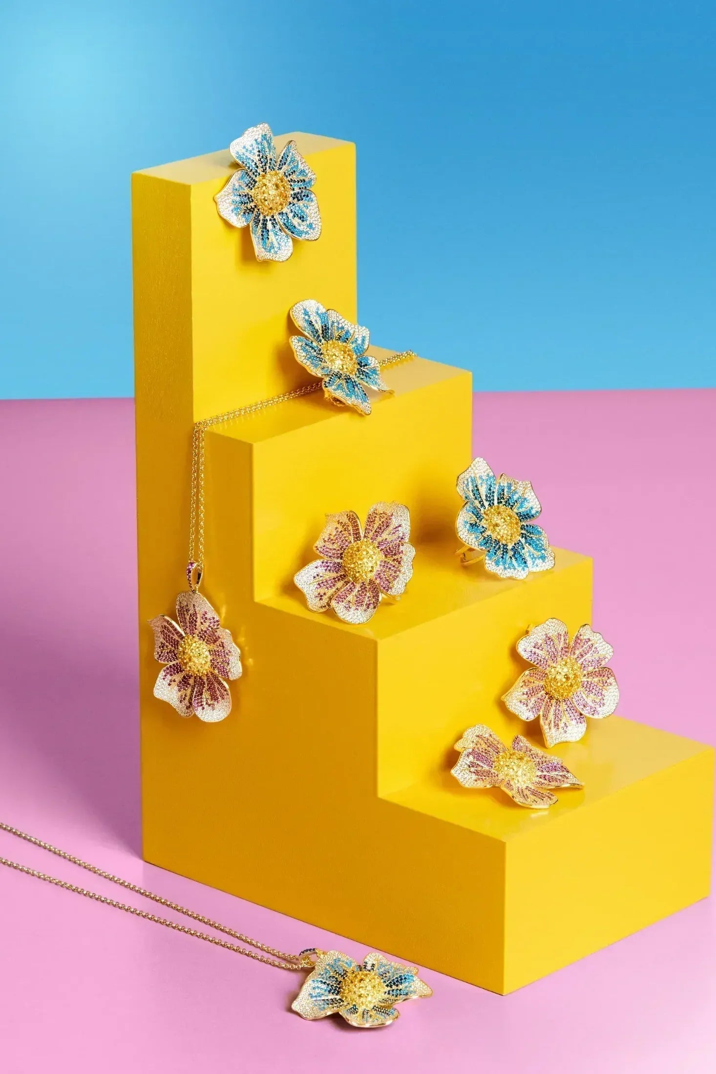 Pansy Flower Pink Ring Gold