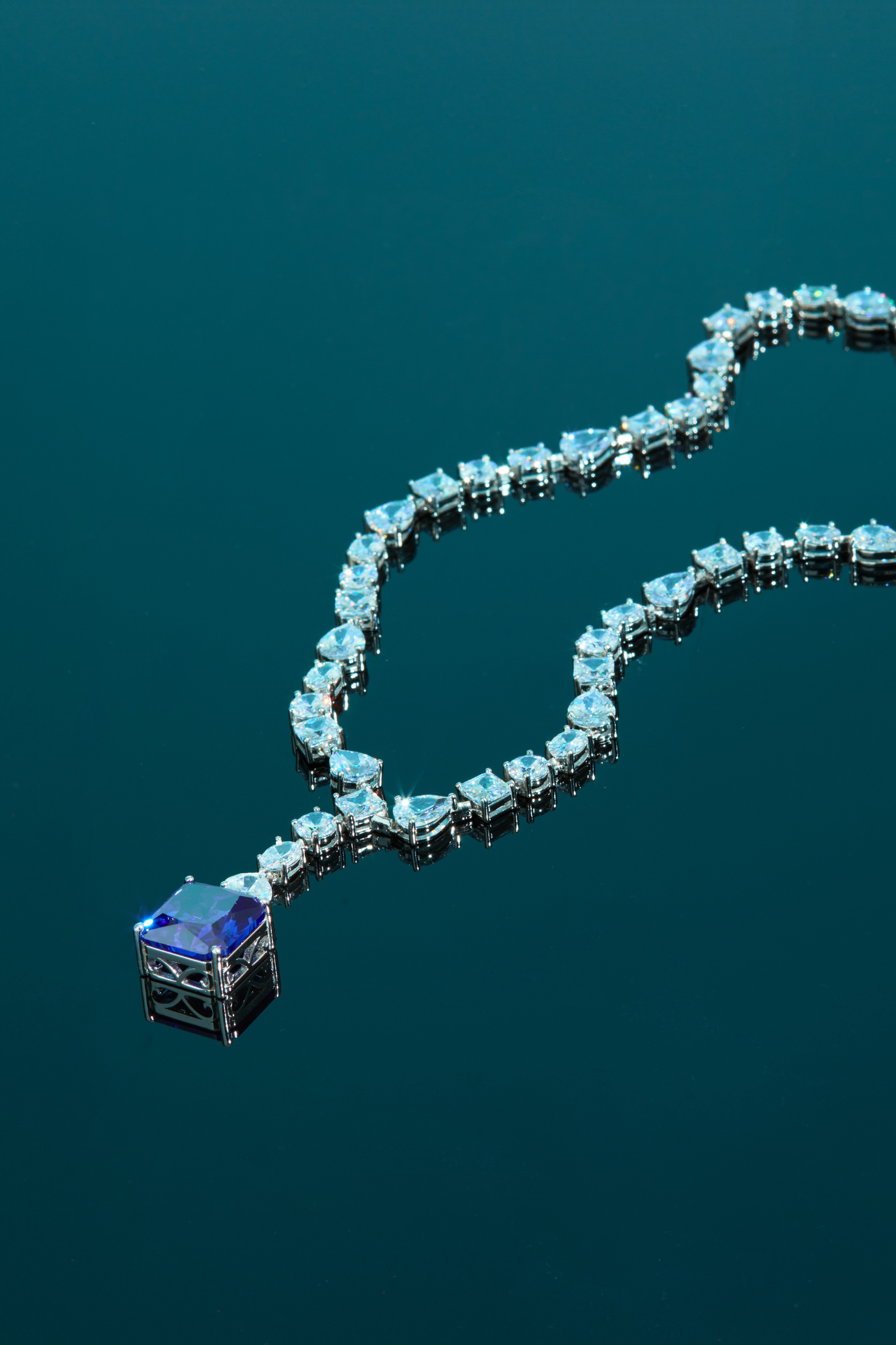 Penelope Blue Topaz Statement Necklace Silver