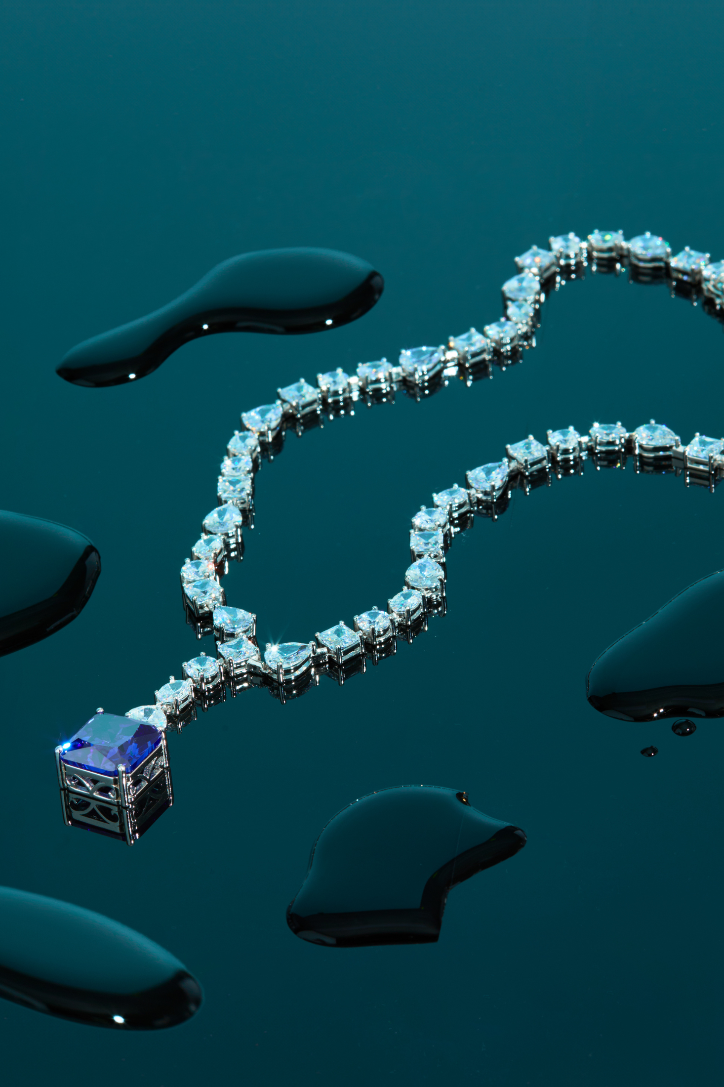 Penelope Blue Topaz Statement Necklace Silver