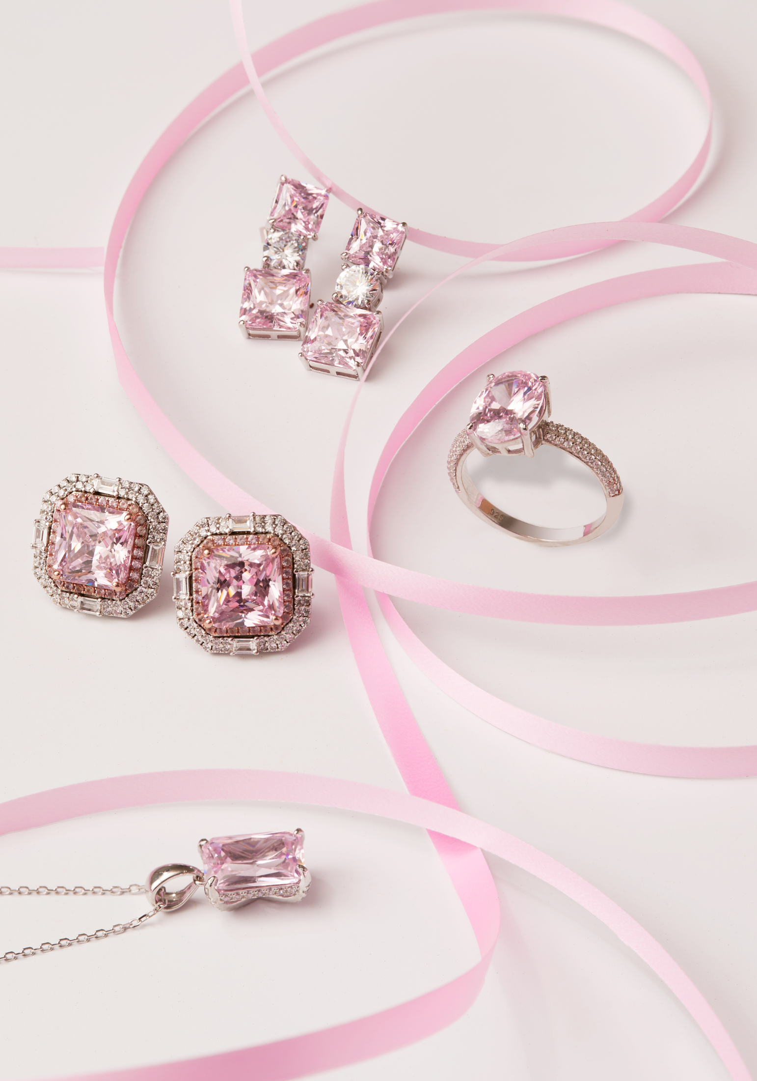 Penelope Drop Earrings Morganite Silver