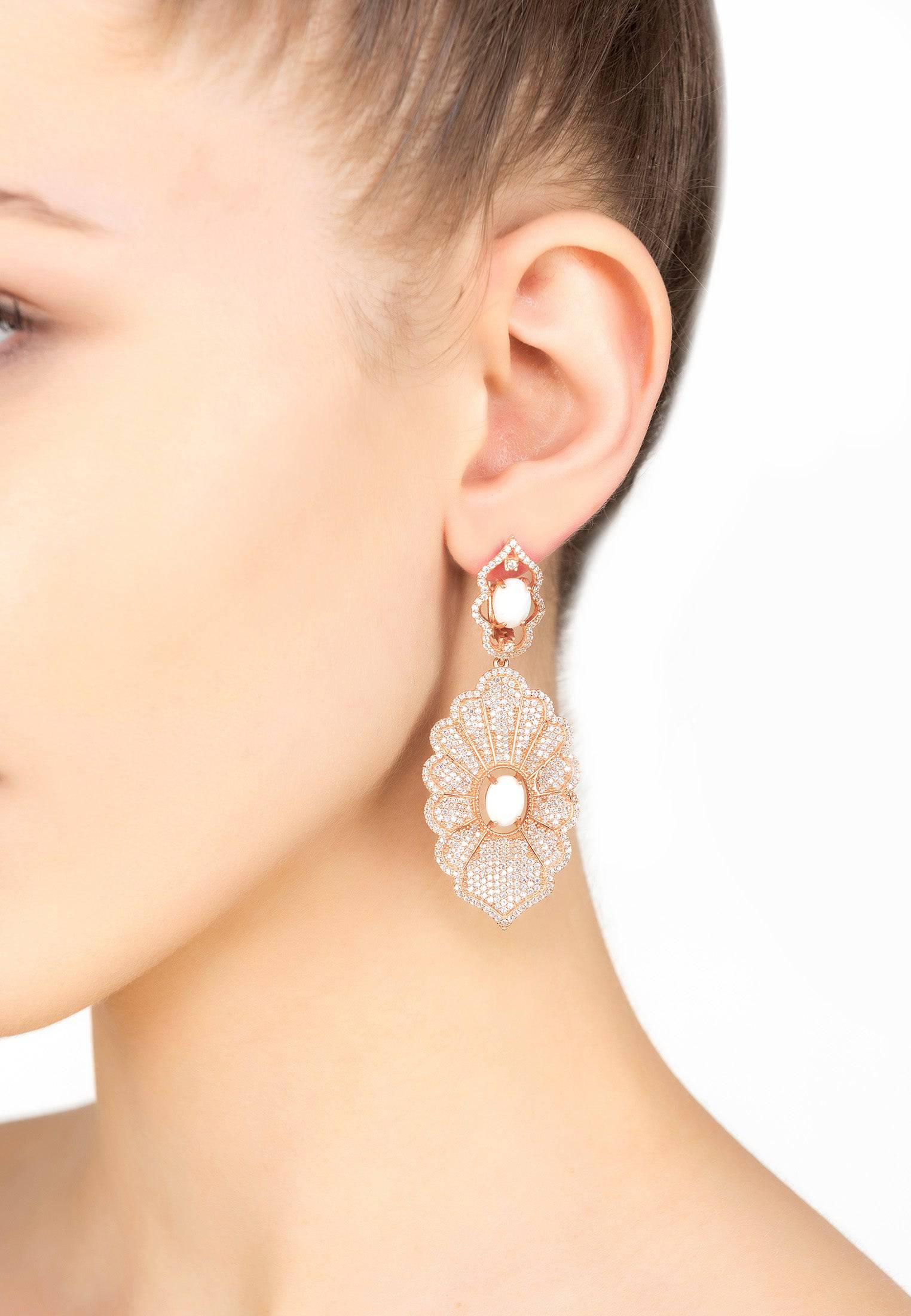 Danbury Earrings White CZ Rosegold - LATELITA