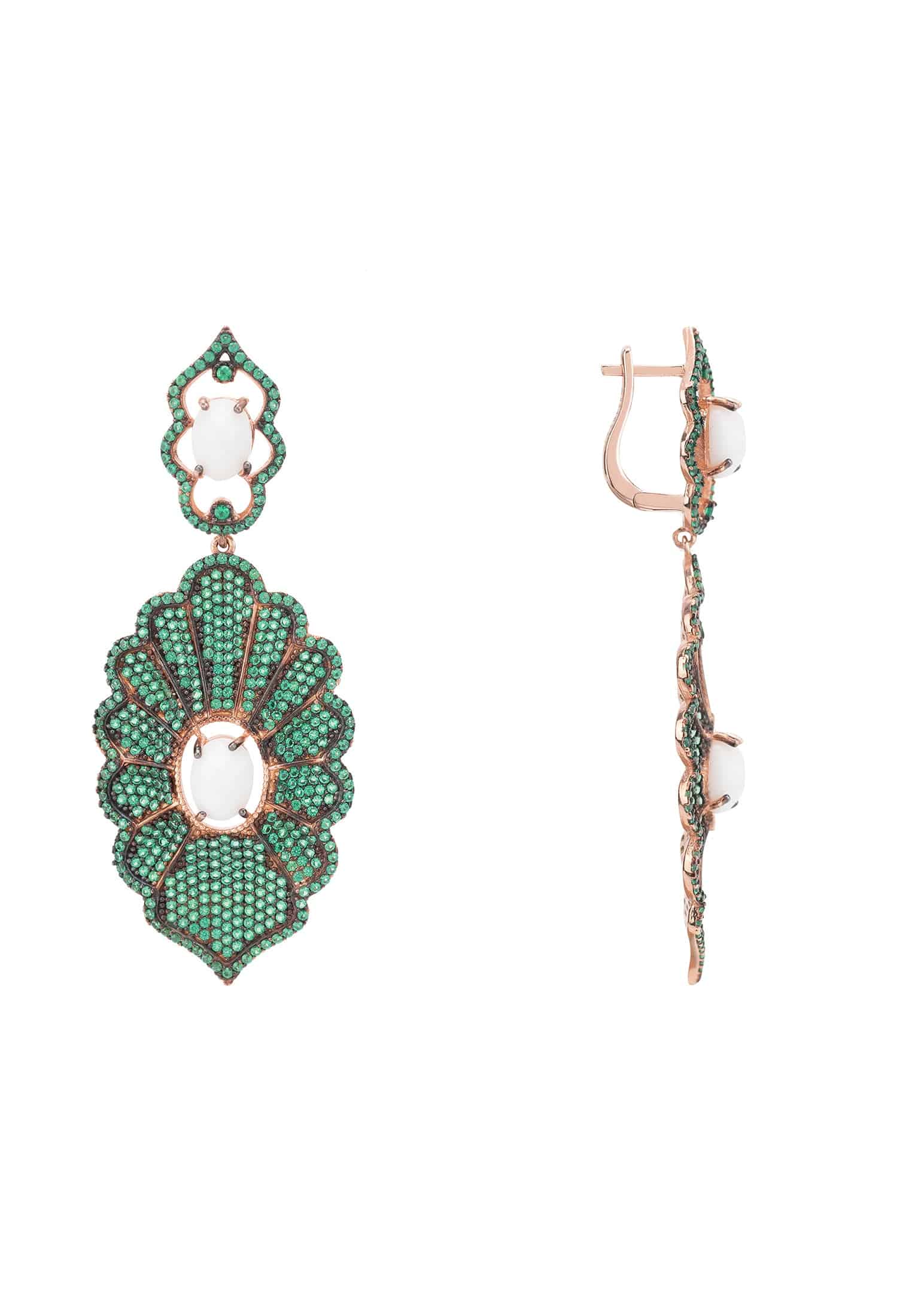 Danbury Earrings Green Rosegold - LATELITA