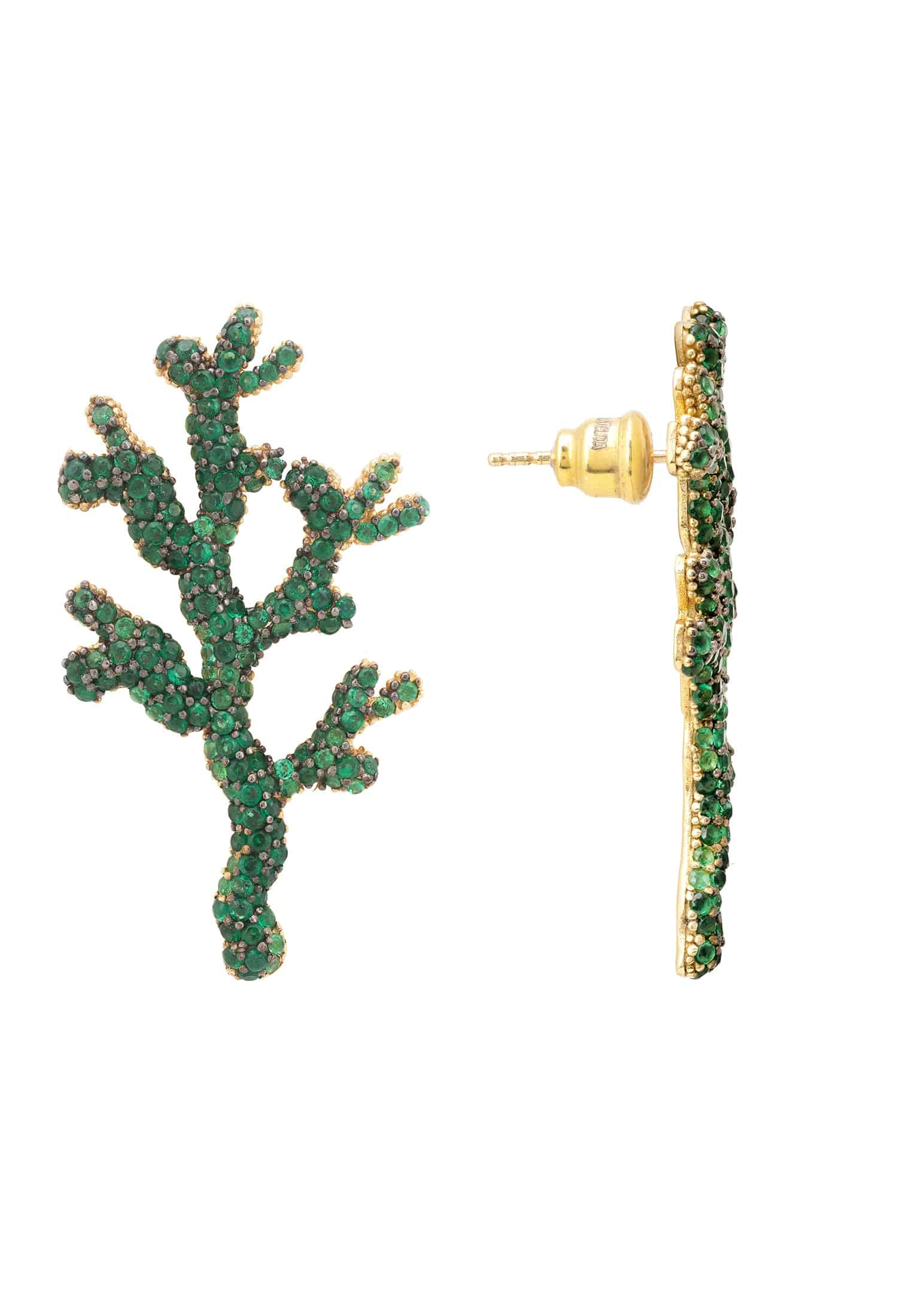 Coral Reef Earrings Green CZ - LATELITA